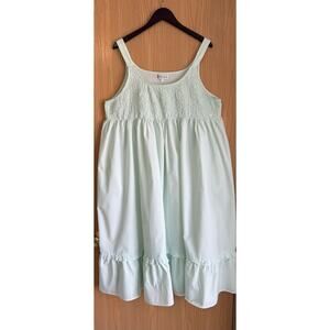 The 1 for U | SZ L | Sea Foam Green Smocked Cotton Nightgown Prairie Cottagecore